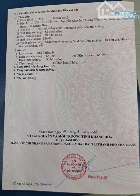 Bán nhà cấp 4 có gác hẻm Nguyễn Khuyến - P. Vĩnh Hải - TP. Nha Trang. Dt 09m2 giá 3 tỷ