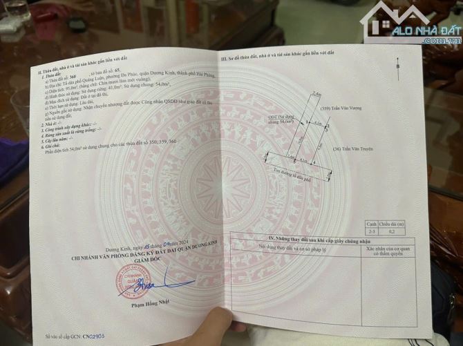 Bán đất 42m2 đường 6m Quảng Luận, Đa Phúc, Dương Kinh Giá 1,59 tỷ