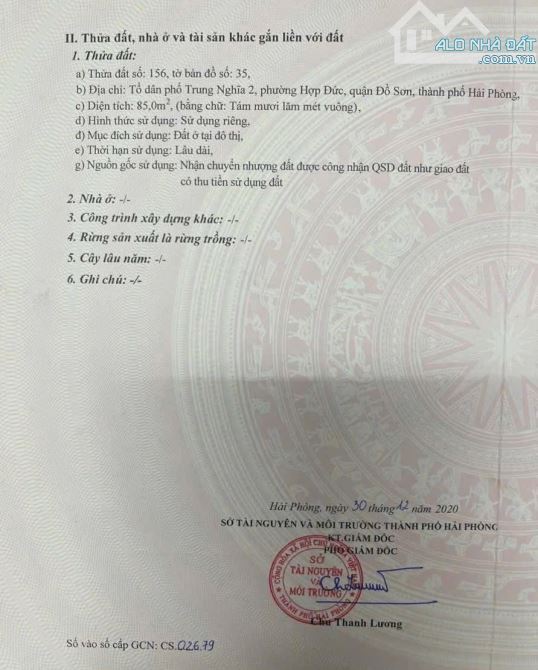 Chính chủ gửi bán lô đất tại Trung Nghĩa Hợp Đức Đồ Sơn Hải Phòng