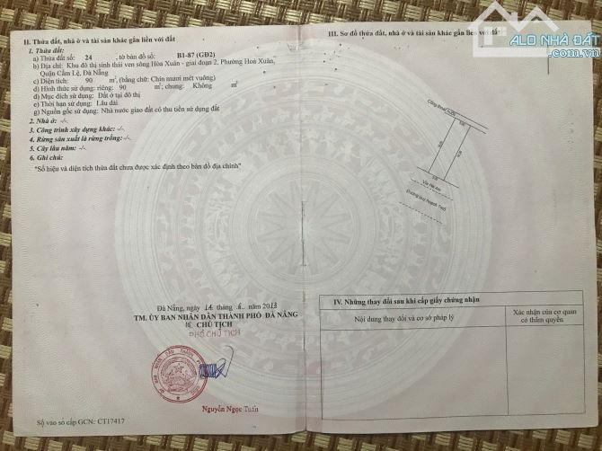 Bán lô đất trống đường PHAN TRIÊM - gần chợ Hòa Xuân, DT 90m2 giá 5ty2