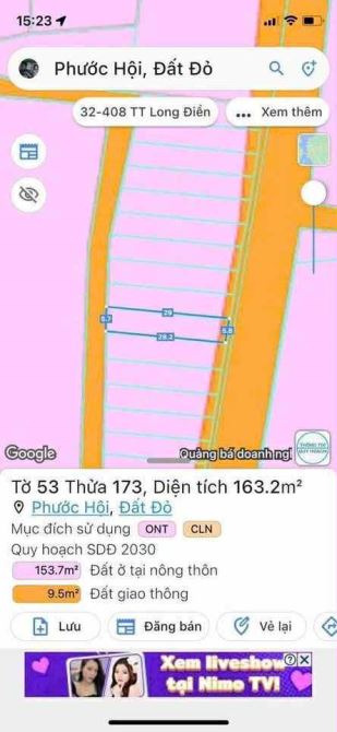 Cần bán nhanh 1 lô Phước Hội, Phước Hải, Lộc An chỉ 1tỷ100