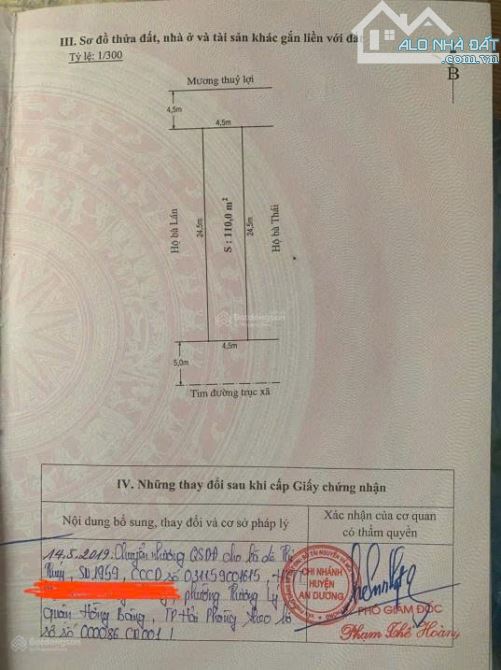 Bán đất 110m2 mặt đường trục thôn Đặng Cương, An Dương