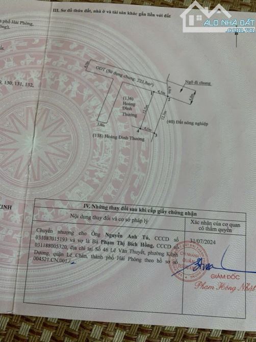 Bán lô đất đẹp ngõ 5m khu Hoà Nghĩa, Dương Kinh. Dt 56m2, mt 4,5m