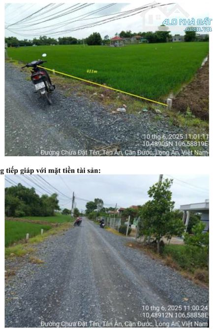 BÁN ĐẤT MẶT TIỀN 11M *28M , GIÁ 1.95TỶ - ẤP TÂN ÂN – CẦN ĐƯỚC – LONG AN