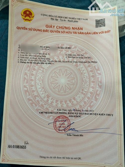 Bán lô đất mặt chính chung cư Tắc Giang ngay đèn đỏ trung tâm Kiến Thụy, Hải Phòng
