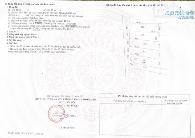 Lô góc 2 mặt thoáng, ô tô chạy vòng quanh tại Hợp thanh, Mỹ đức 106 m giá chỉ nhỉnh tỷ - 1