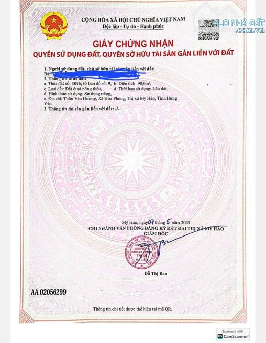 Đất đấu giá, view vườn hoa, 90 m2, Mt 5m, Hòa Phong Mỹ Hào, nhỉnh 3 tỷ. - 1