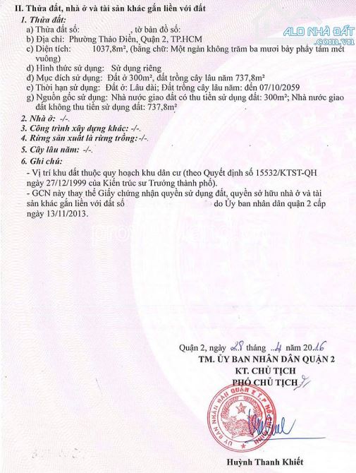 Bán lô đất mặt tiền Lê Văn Miến Thảo Điền, vị trí Vàng, 1037m2 đất, sổ hồng, 185tr/m2 - 1