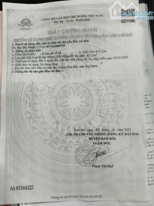 146m Có 100m Đất Ở - Trung Tâm Suối Khoáng Nóng Kim Bôi - Cách ManDala 300m - 1