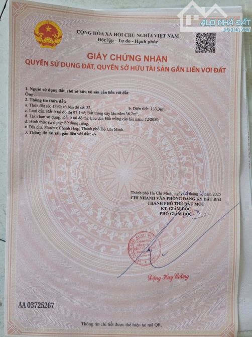 MPTV cách Trần Ngọc Lên chỉ hiện 100m 5 x 26 thổ cư 97m - 2