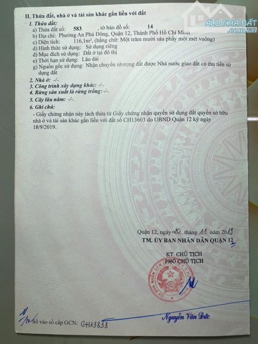 Bán đất An Phú Đông, Q12, 116m2 (4.5x26), đường nhựa 12m, 5.5 tỷ - 2