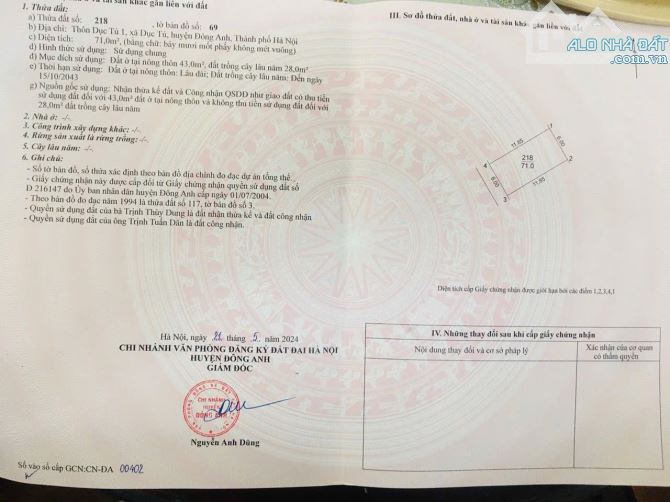 SIÊU PHẨM CÓ 1 0 2! BÁN NHANH LÔ ĐẤT SIÊU ĐẸP TẠI DỤC TÚ- ĐÔNG ANH: 71M2-MT 6M- SHCC. - 3