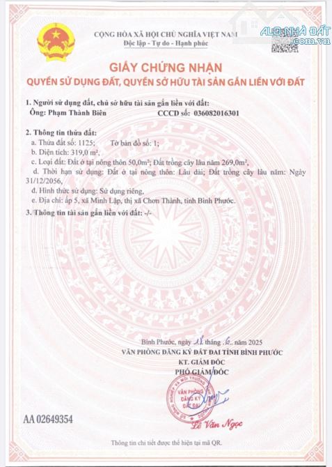 Bán 646m / 720tr , đất thổ cư Minh Lập Chơn Thành, Đồng Nai mới SHR - 3