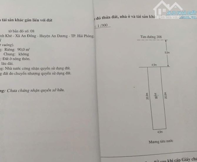 🔥 BÁN ĐẤT MẶT ĐƯỜNG 208 – AN ĐỒNG, AN DƯƠNG – HẢI PHÒNG 📍