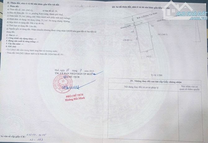 Bán lô đất kiệt ô tô Kim long gần trường tiểu học Kim Long