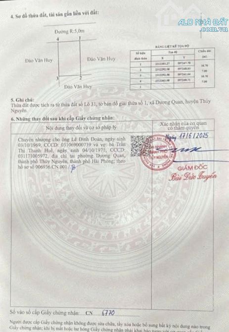 BÁN LÔ ĐẤT ĐẸP TẠI DƯƠNG QUAN – THỦY NGUYÊN – HẢI PHÒNG