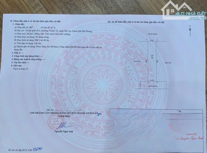 Gốc dân 💐 Bán lô đất 522 ngô gia tự phường thành tô hải an -hp  Diện tích :84m ( 4.2 x 20