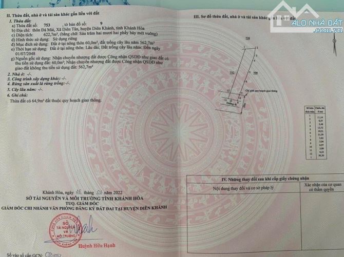 BÁN LÔ ĐẤT ĐẸP XÃ DIÊN TÂN – DIÊN KHÁNH, KHÁNH HÒA - 1