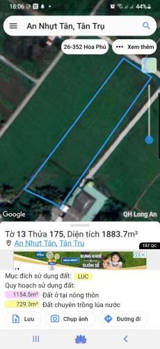 đất thổ chính chủ cần bán - DT 1885M - thổ 300M - Tân Trụ Long an - 1