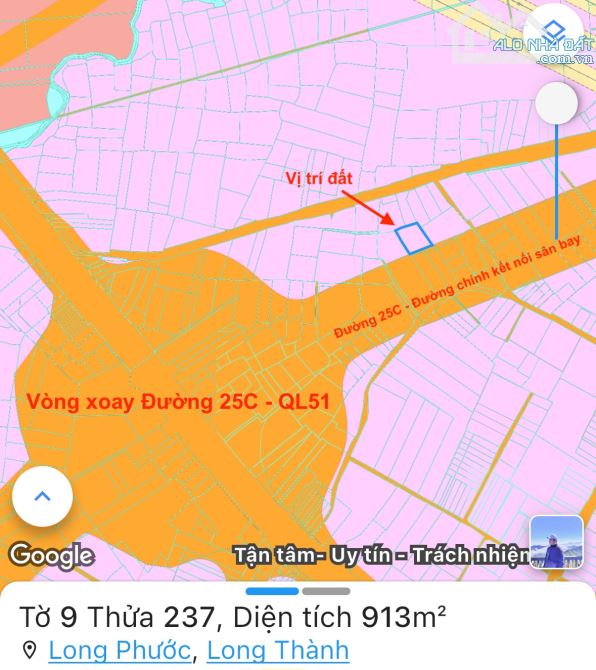 SIÊU PHẨM LÔ ĐẤT MẶT TIỀN ĐƯỜNG CHÍNH VÀO SÂN BAY LONG THÀNH, CÁCH VÒNG XOAY T1-QL51 200M - 1