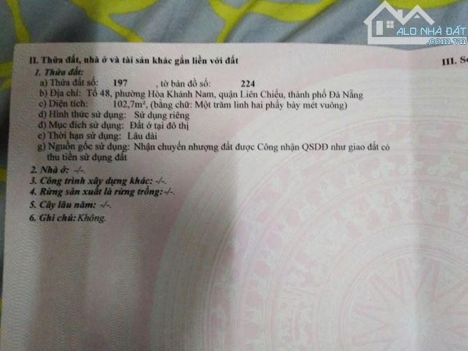 Bán lô đất 103 m2  kiệt 87 HOÀNG VĂN THÁI, p Hòa Khánh Nam, Liên Chiểu, Đà Nẵng. - 3