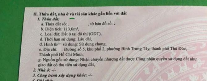 Bán Đất thổ cư GÓC 2 MẶT TIỀN ĐƯỜNG SỐ 5, gần Nguyễn Duy Trinh Quận 2 full thổ ngang 6m - 3
