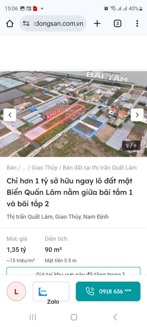 chủ cần bán lô đất khu du lịch Biển Quất Lâm, Nam Định - 4