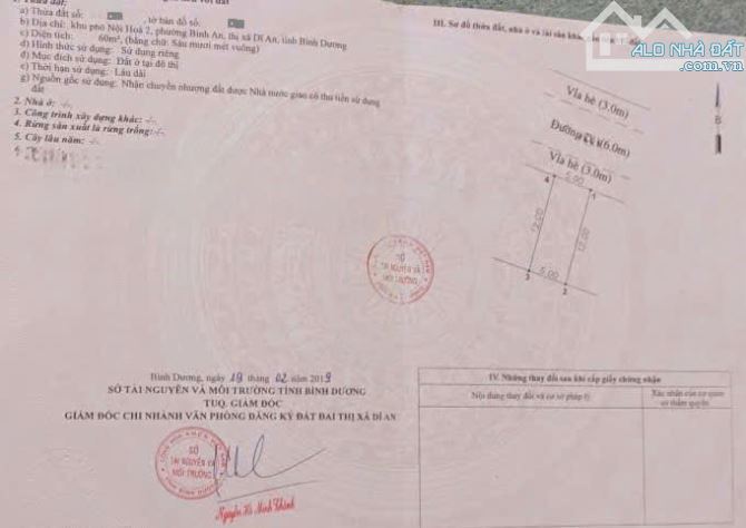 Bán đất KDC gần làng đại học p.Bình An Tp.Dĩ An chỉ 4ty TL M7667 - 4