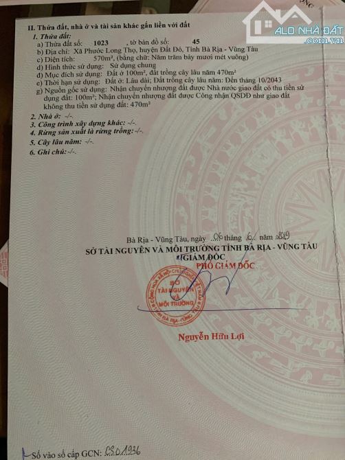 - Chủ kẹt cần bán! Chỉ 4ty5 còn Thương lượng. Gần 1000m Đất mặt tiền quốc lộ 55, gần khu c - 5