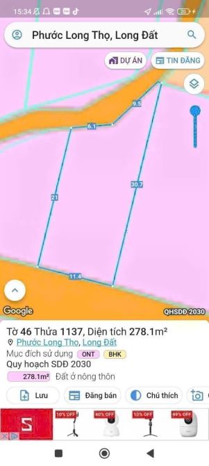 BÁN 2 LÔ LIỀN ĐƯỜNG NHỰA DÂN CƯ GẦN KCN ĐẤT ĐỎ ĐƯỜNG NGUYỄN HUỆ VỀ TRUNG TÂM TIỆN ÍCH - 6