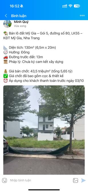 🏡 Bán lô đất Mỹ Gia – Gói 5, đường số 80, LK55 – KĐT Mỹ Gia, Nha Trang