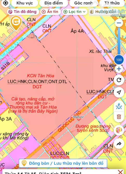 🏠BÁN 1000m2, ĐẤT MẶT TIỀN ĐƯỜNG 61C, ĐOẠN 5500, ( ĐỐI DIỆN KCN TÂN HOÀ + TĐC 7000 ).