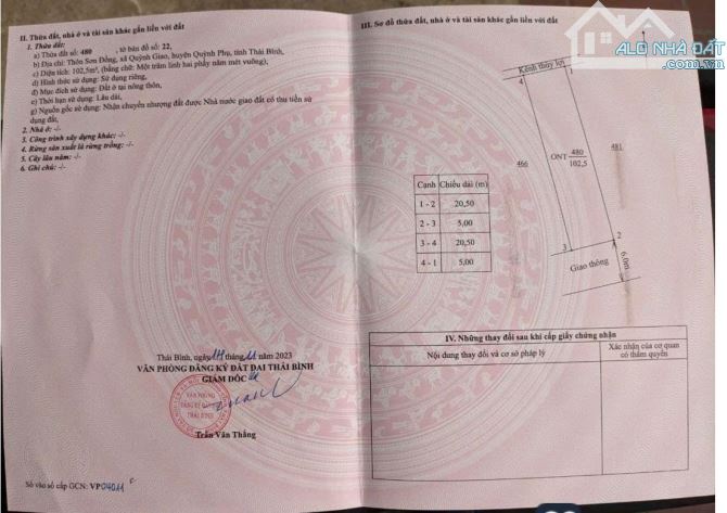 Chính chủ bán đất Quỳnh Giao 102m², ô tô vào tận nơi, giá 750 triệu