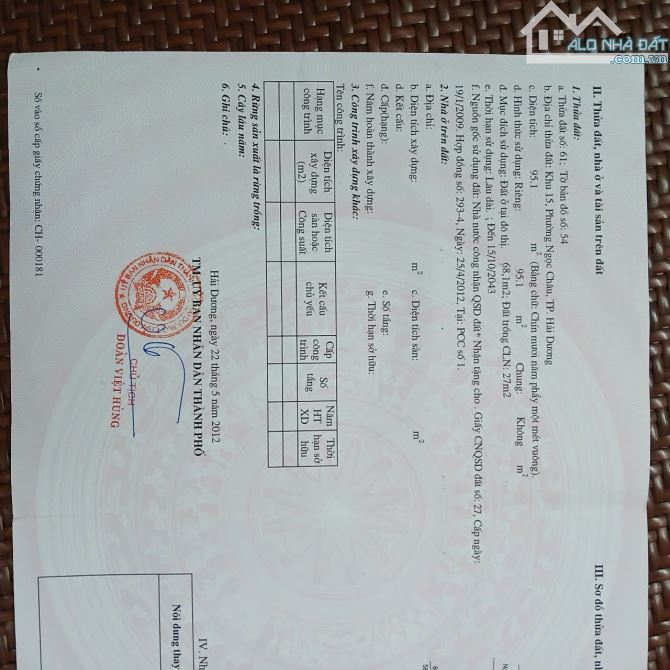 Bán nhà cấp 4 Lê Viết Hưng,Ngọc Châu, tp Hải Dương cũ