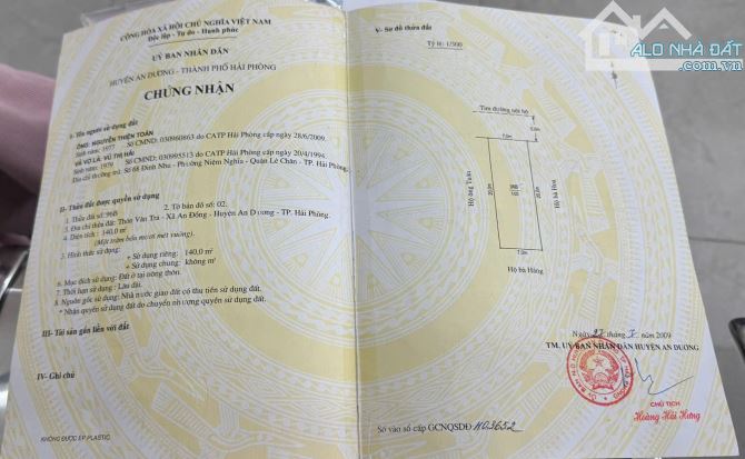 Bán đất 140m2 ngang 7m đường 10m An Đồng, An Dương