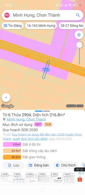Bán lô đất mặt tiền nhựa 12 m sát bên kcn Minh Hưng HQ với giá siêu rẻ - 1