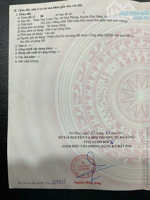 📌📌📌LÀM VIỆC TRỰC TIẾP GIÁ TỐT !!!✅bán 2 lô có bán lẻ túy loan tây gần sông túy loan - 1