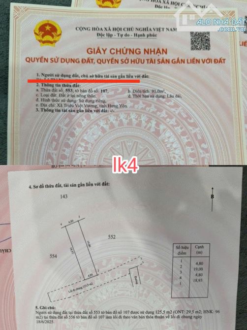 💥 87mv - 91mv tại Tân Dân Khoái Châu nay là Triệu Việt Vương - Hưng Yên  👉 Đất full thổ - 3