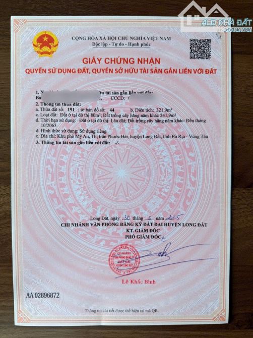 long mỹ  Cổng Trường Học DT: 10x33 (332m2-80m thổ cư) Mặt tiền đường nhựa 8m Đố - 4