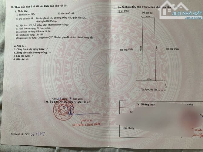 Bán đất Mặt Đường Hàng Tổng, Đằng Hải, Hải An