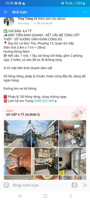 Mặt tiền nhánh đường Lê Đức Thọ Quận Gò Vấp 2 tầng 38m2 giá chỉ 4,4 tỷ SHR hoàn công đủ