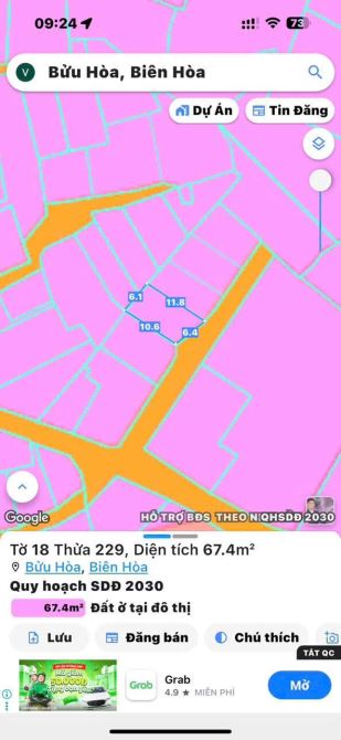 BÁN ĐẤT (DT: 67M - NGANG 6M) SỔ RIÊNG THỔ CƯ100% ĐƯỜNG OTO THUỘC P.BỬU HOÀ. GIÁ CHỈ 1,9 TỶ