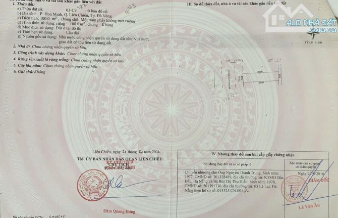 Bán đất mặt tiền đường 7m5 (lề 4m)  Tú Quỳ - Hoà Minh