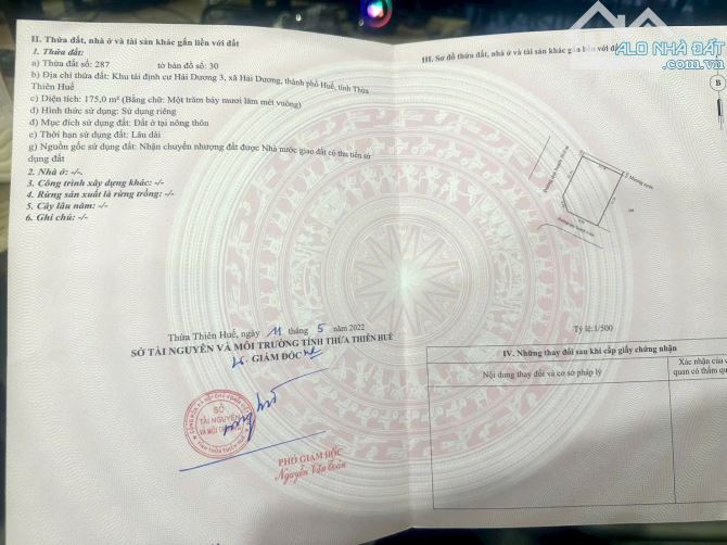 Lô góc KQH Hải Dương. Cách cầu vượt biển Thuận An 800m