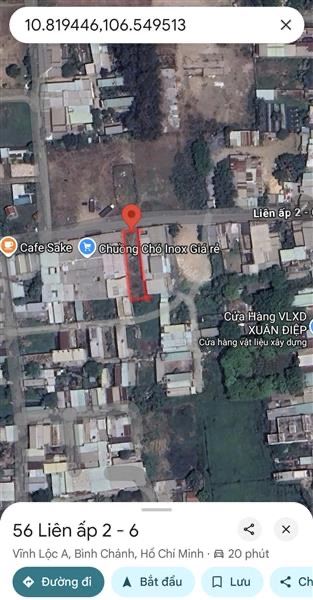 LÔ ĐẤT MẶT TIỀN ĐƯỜNG LIÊN ẤP 2-6, BÌNH CHÁNH, GIÁP BÌNH TÂN, DT 195M2, NGANG 5M DÀI 39M. - 1