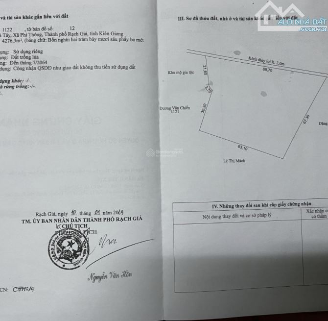 ***Cần Bán  4.276m² đất lúa giá cực tốt Phi Thông TP. Rạch Giá - KG. - 1
