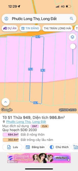 BÁN ĐẤT XÃ ĐẤT ĐỎ - TP HCM.KHU TOÀN NHÀ VƯỜN BIỆT THỰ . DT 987M2 ~ 1000M2 - S - 1