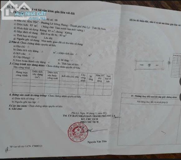 CHÍNH CHỦ CẦN BÁN ĐẤT ĐẸP – PHƯỜNG LÊ HỒNG PHONG, PHỦ LÝ, HÀ NAM - 1