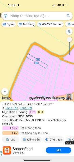 Bán 152m2 giá 550tr đường nhựa Xã Long Tân -Đất Đỏ - TP HCM - 2