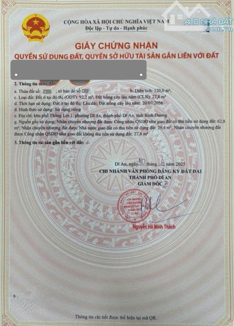 Bán đất 4x30m, mặt tiền Nguyễn Văn Trỗi p. Dĩ An gần chợ Dĩ An 1 - 2